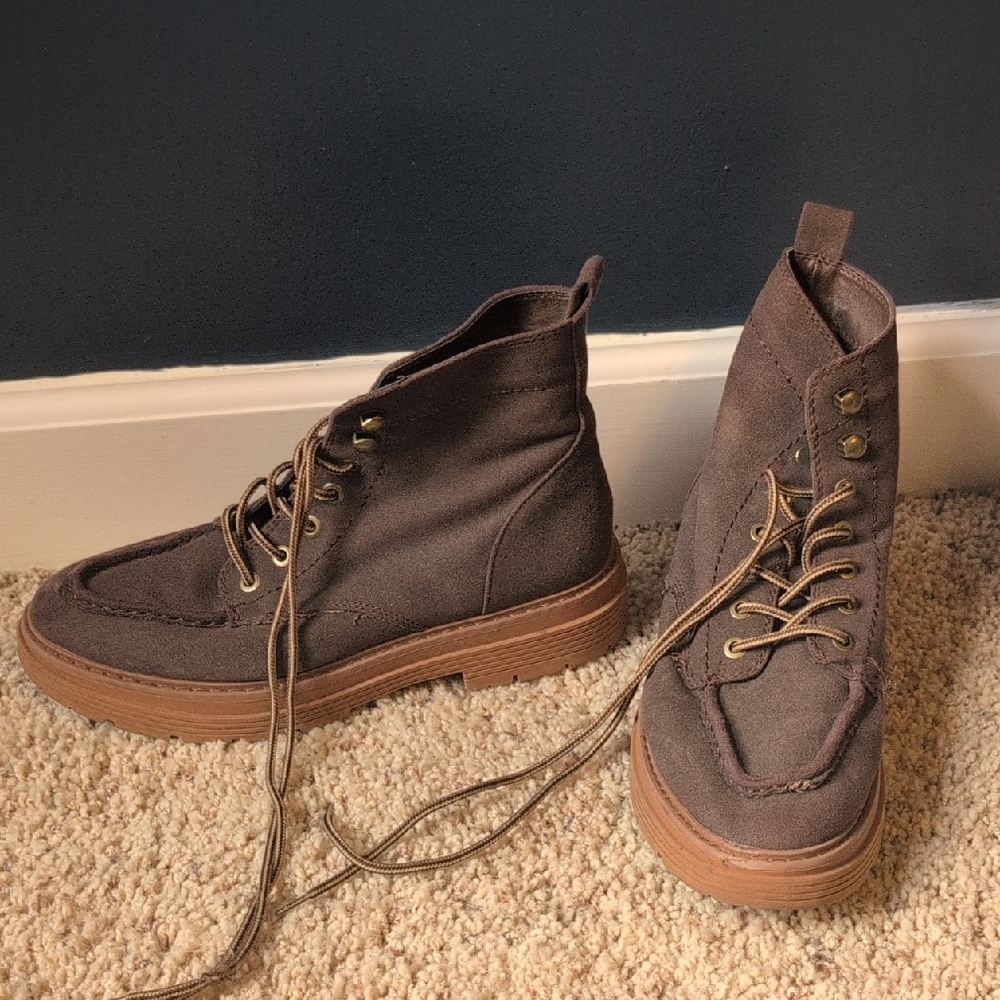 DSW Brown Ankle Boots with Tan Soles